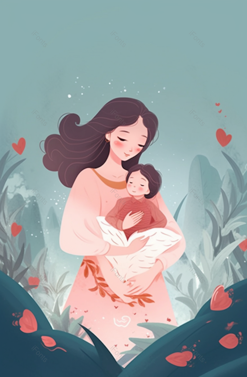 小清新剪纸风母亲节手绘插画,插画/手绘图,插画/手绘图库,插画/手绘图下载,插画/手绘